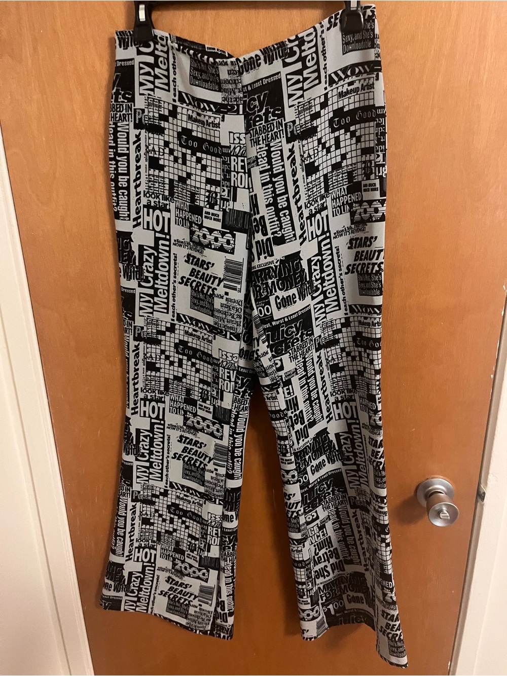 Urban Outfitters Black & White Newspaper Print Trousers - Picture 4 of 4